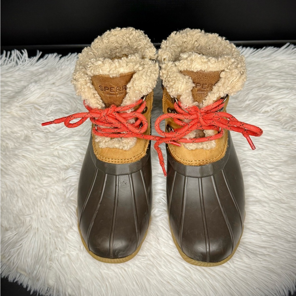Sperry Saltwater Alpine Winter Duck Boots, Lug Sole Medium Beige Size 7.5